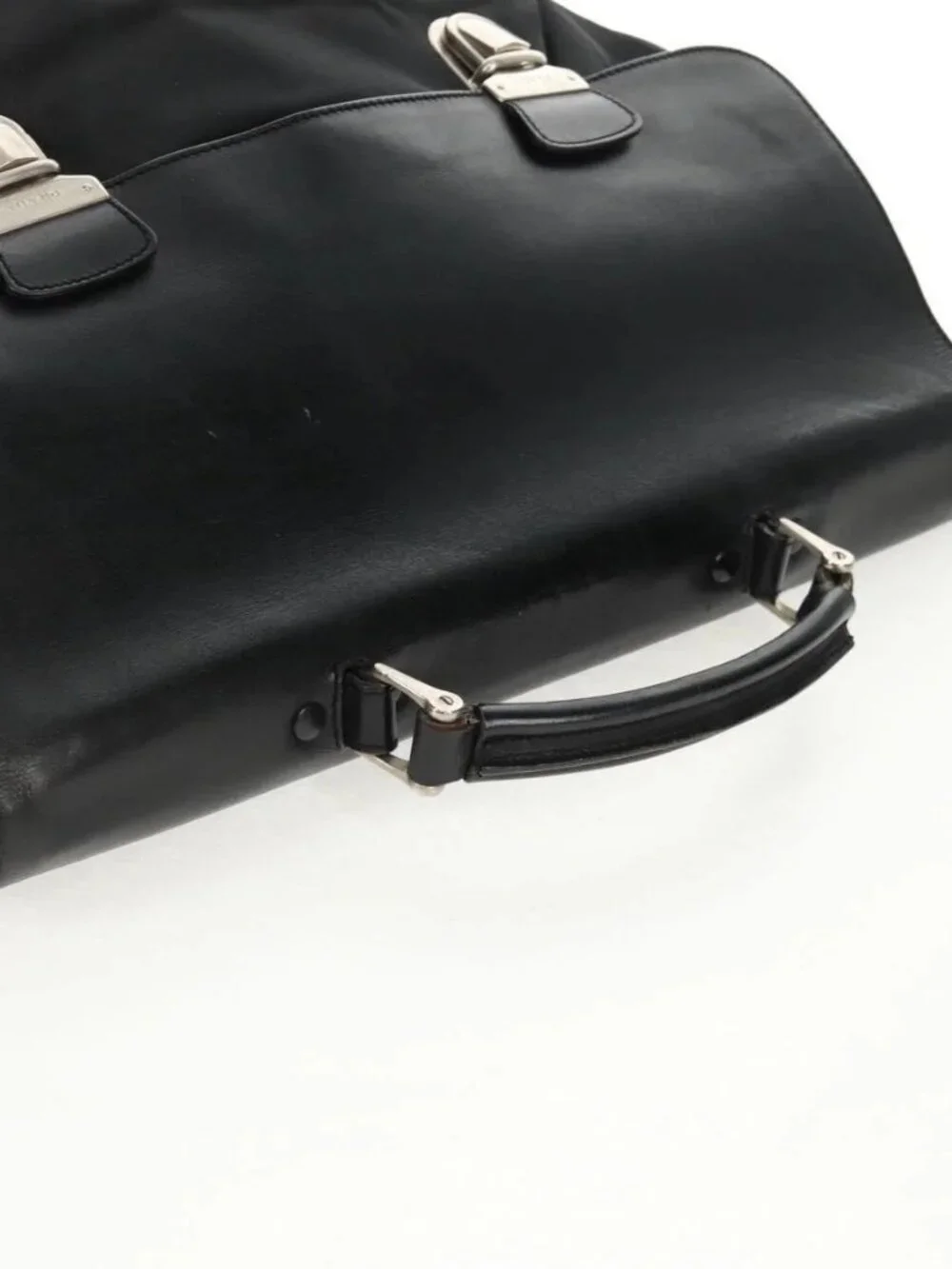 PRADA Hand Bag Nylon Leather Black Silver Auth bs32080 - Picture 7 of 16